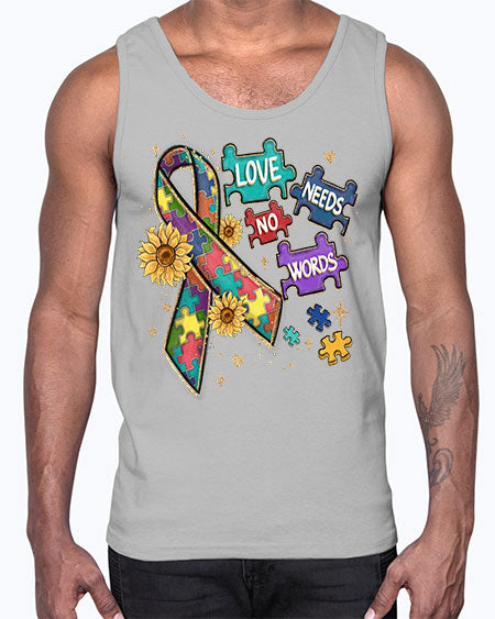 love needs no words- autism- Cotton Tank