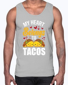 my heart belongs to tacos 1423#- tacos- Cotton Tank