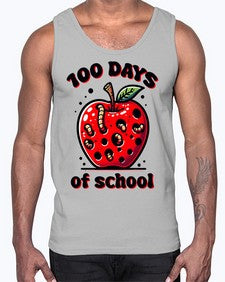one hundred Days of School Apple 572#- one hundred days- Cotton Tank