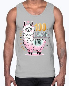one hundredth Day of School Llama 599#- one hundred days- Cotton Tank