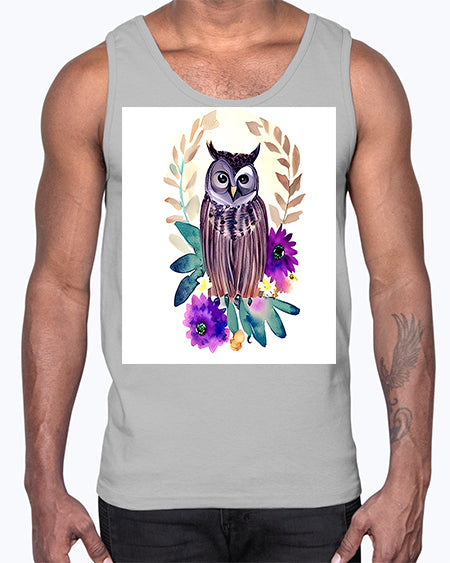 owl 17#- owl- Cotton Tank