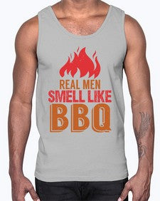 real men smell like bbq 373#- bbq- Cotton Tank