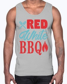 red white bbq 374#- bbq- Cotton Tank
