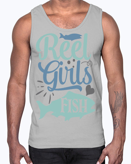 reel girls fish 92#- shark-fish- Cotton Tank