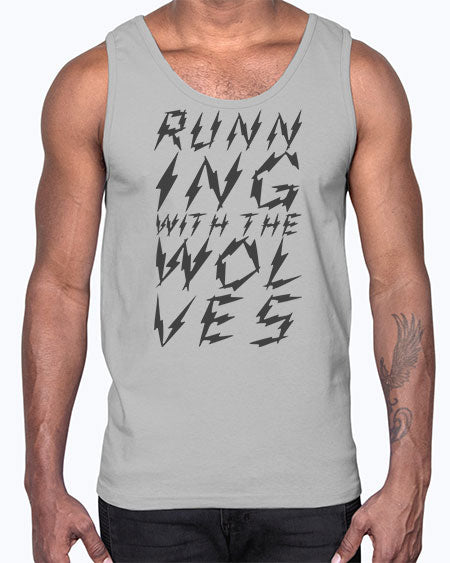 running with the wolves- wolf- Cotton Tank