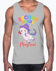 second Grade is Magical Unicorn 821#- second grade- Cotton Tank