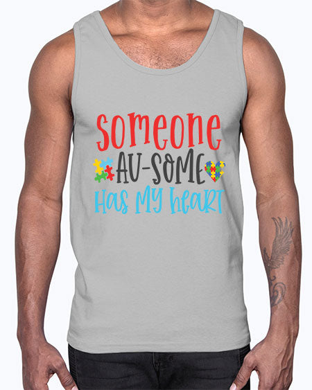 someone ausome has my heart Style 40#- autism- Cotton Tank