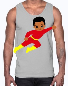 super kid 4#- black boys or men- Cotton Tank