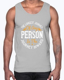 the longest journey of any person is the journey inward  551#- yoga- Cotton Tank