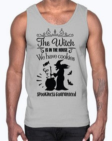 the witch is in the house sign 20#- witch- Cotton Tank