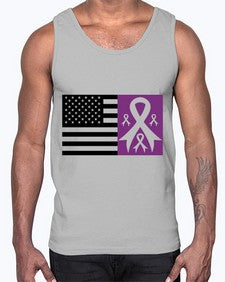 usa flag with alzheimers cancer 219#- alzheimers- Cotton Tank