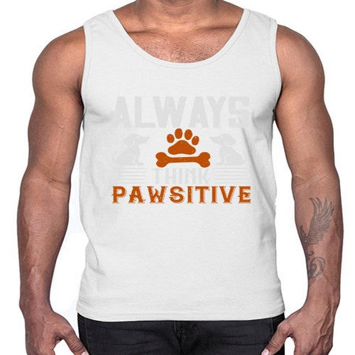 Always Think Pawsitive Style 133#- dogs- Cotton Tank