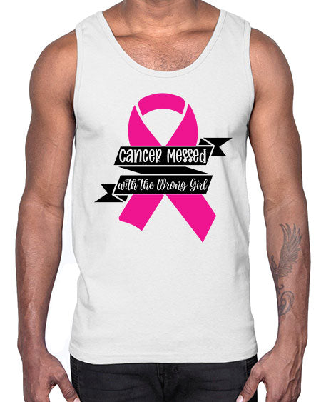 Cancer Messed with the Wrong Girl 30#- breast cancer- Cotton Tank