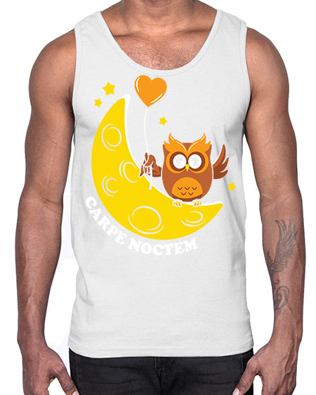 Carpe Noctem Moon Stars Owl A TurtleRabbit 1#- owl- Cotton Tank