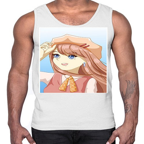 Cute beautiful and funny girl with hat 66#- anime- Cotton Tank