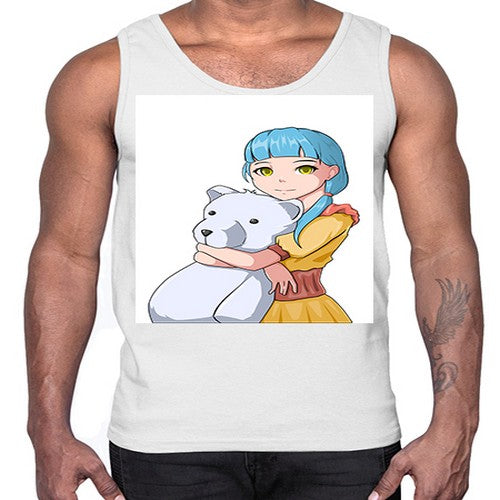 Cute girl with bear doll 26#- anime- Cotton Tank