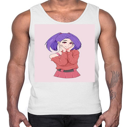 Cute girl with cute pose 138#- anime- Cotton Tank