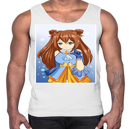 Cute little beautiful girl blue gold clothes cartoon 171#- anime- Cotton Tank
