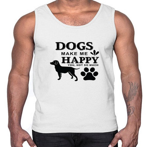 Dogs Make Me Happy Style 44#- dogs- Cotton Tank
