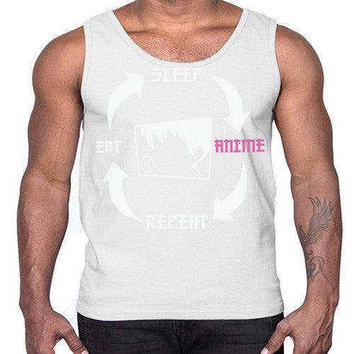 Eat Sleep Anime Repeat Anime Anime 226#- anime- Cotton Tank