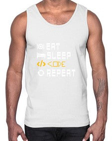 Eat sleep code repeat 49#- computer- Cotton Tank