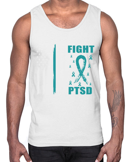 Fight PTSD Awareness American Flag 24#- PTSD- Cotton Tank