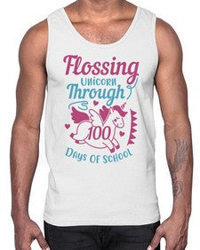 Flossing Unicorn Through one hundred days Of School 164#- one hundred days- Cotton Tank