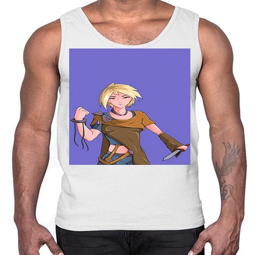 Girl hold knife 12#- anime- Cotton Tank