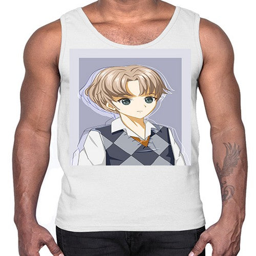 Handsome and cool boy with uniform 34#- anime- Cotton Tank
