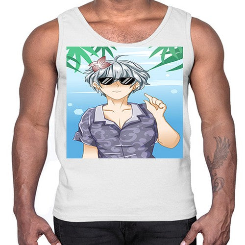 Handsome boy with sunglasses on the beach in summer holiday 44#- anime- Cotton Tank