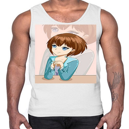 Happy beautiful and elegant girl brown hair 36#- anime- Cotton Tank