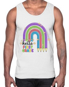 Hello first Grade Pencil Rainbow 279#- first grade- Cotton Tank