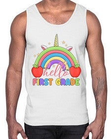 Hello first Grade Unicorn Rainbow 281#- first grade- Cotton Tank