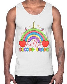 Hello second Grade Unicorn Rainbow 331#- second grade- Cotton Tank