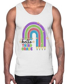 Hello third Grade Pencil Rainbow 347#- third grade- Cotton Tank