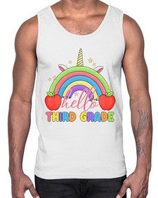 Hello third Grade Unicorn Rainbow 349#- third grade- Cotton Tank