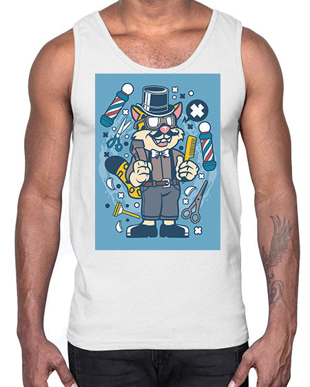 Hipster Barber Leopard835#- barber- Cotton Tank