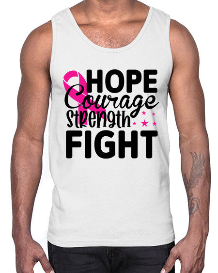 Hope Courage Strength Fight 21#- breast cancer- Cotton Tank