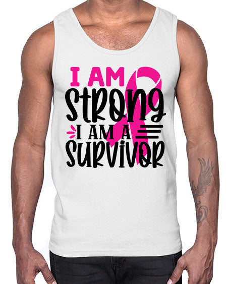 I Am Strong I Am a Survivor 19#- breast cancer- Cotton Tank