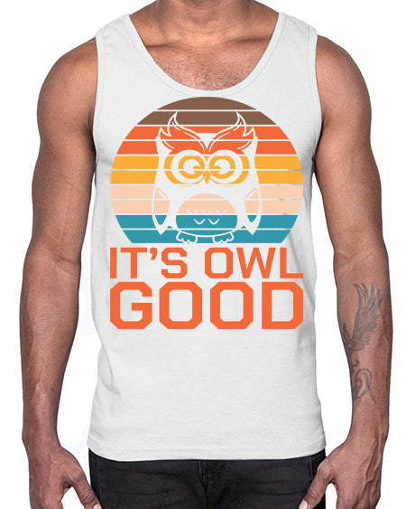 Its Owl Good Retro Owl A TurtleRabbit 10#- owl- Cotton Tank
