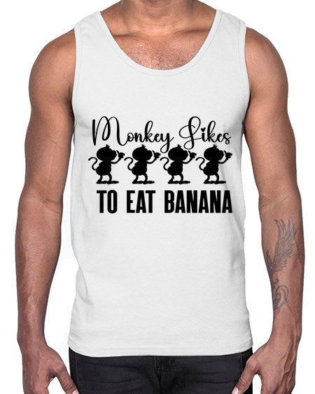 Monkey likes to eat banana - monkey- Cotton Tank