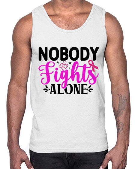 Nobody Fights Alone 12#- breast cancer- Cotton Tank