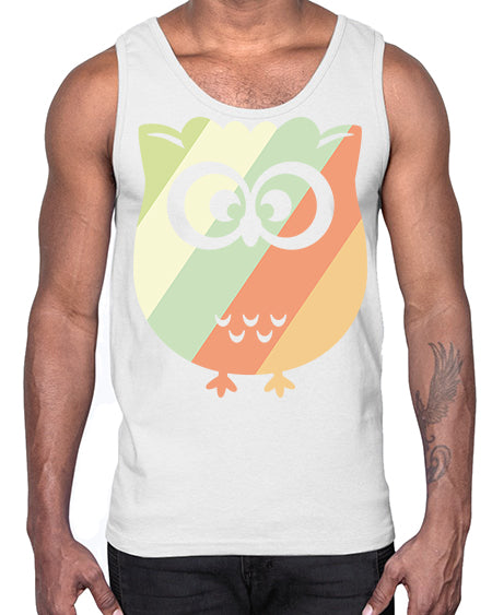 Owl Retro Style Vintage A TurtleRabbit 15#- owl- Cotton Tank