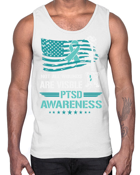 Patriotic Military PTSD Awareness 13#- PTSD- Cotton Tank