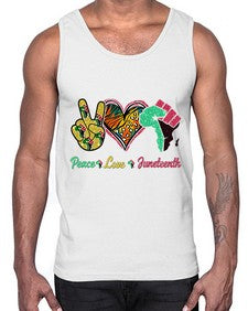 Peace Love Juneteenth Day Fist Png 8#- black juneteenth- Cotton Tank
