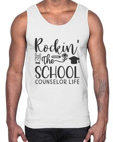 Rockin The School Counselor Life 774#- librarian- Cotton Tank