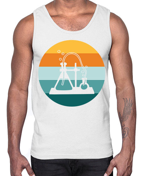 ScientistRetroSunsetScientistSkinite Scientist Skinite 39#- general science- Cotton Tank