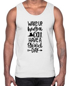 Wake Up Hug A Cat Style 108#- cats- Cotton Tank