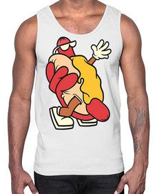 Walking hotdog 262#- cartoon food- Cotton Tank