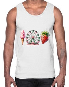 Watercolor Strawberry Fair 1693#- strawberry- Cotton Tank